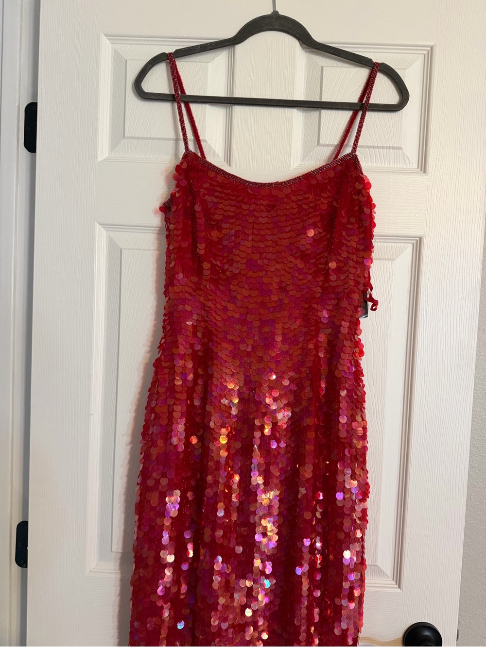 NWT Chaudry Vintage Deadstock Beaded Iridescent Sequin Maxi Dress